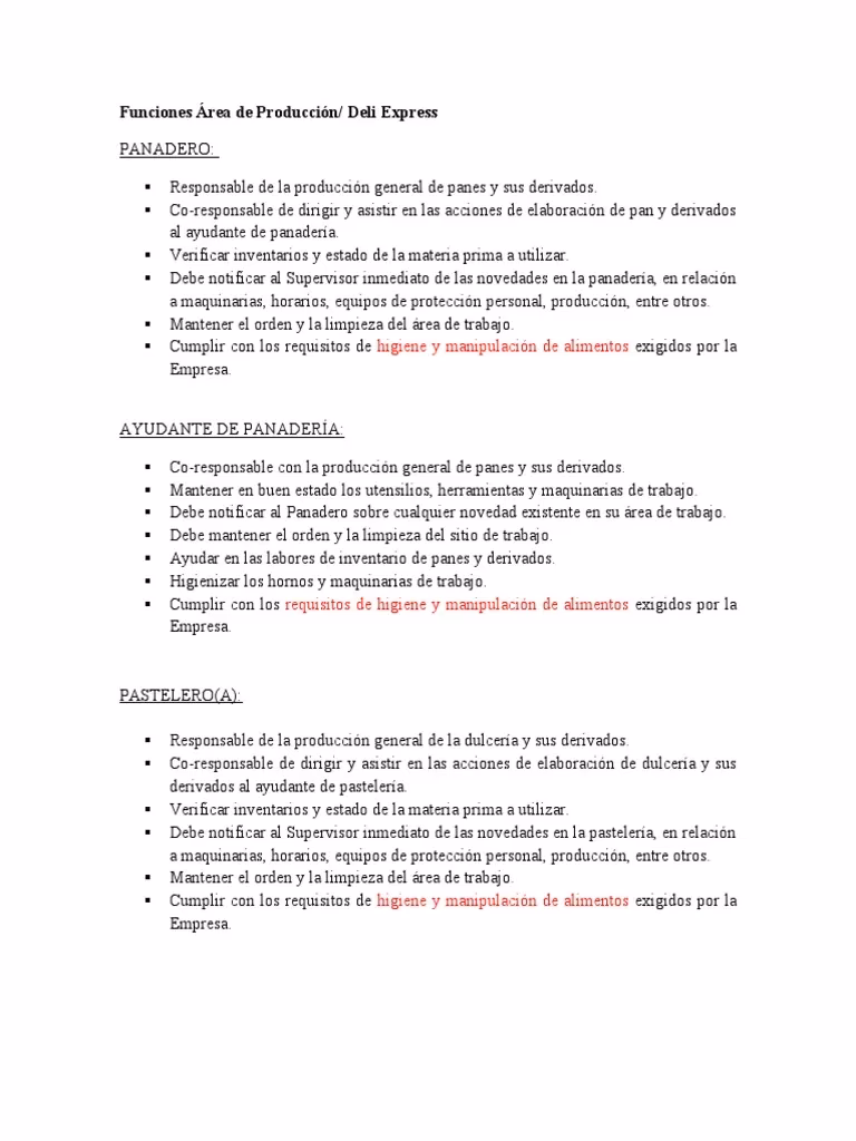 ¿Qué funciones tiene el área de producción?