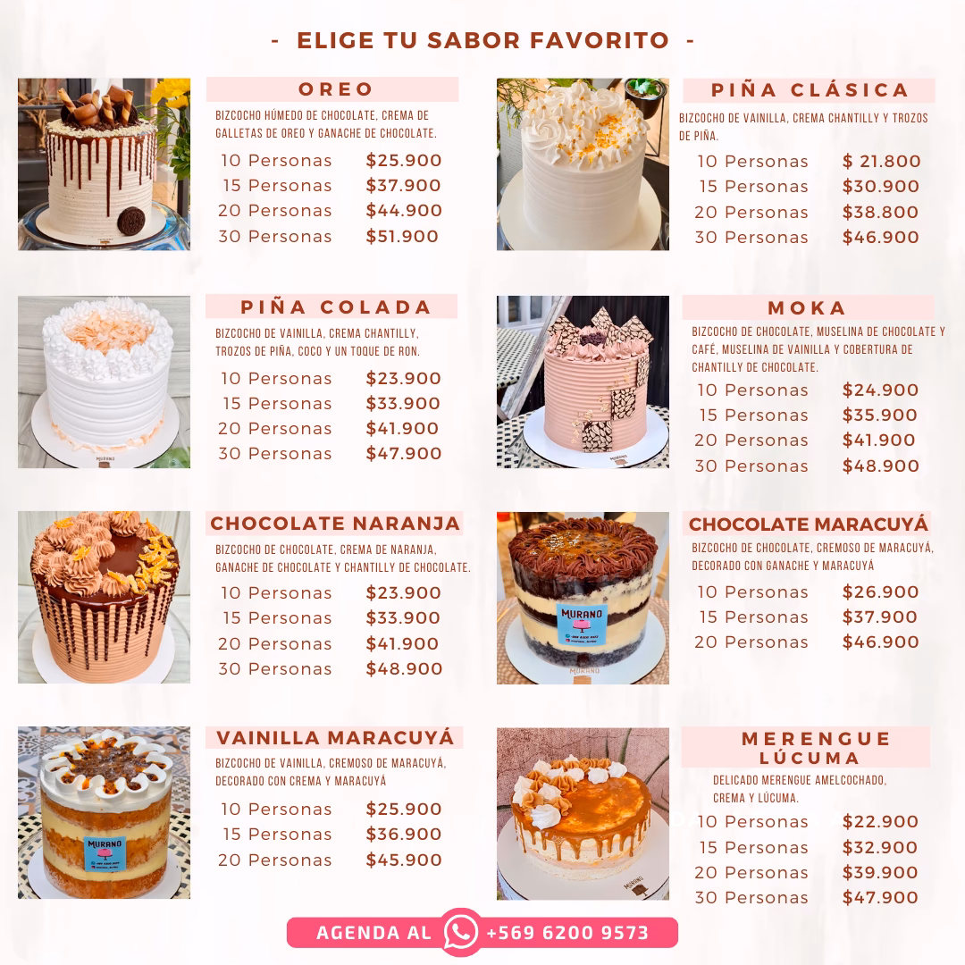 ¿Cuánto cuesta un pastel para 12 personas?