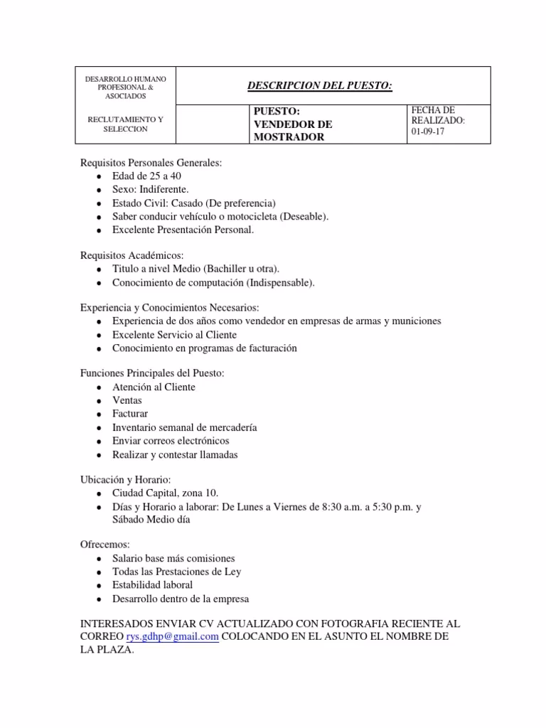 ¿Cuáles son las funciones de un vendedor de mostradores?