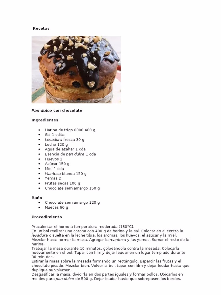 ¿Cuáles son los ingredientes del pan dulce?